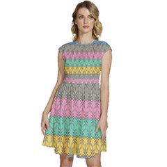Ornamental 02 Cap Sleeve High Waist Dress