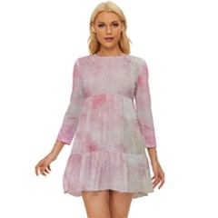 Pink-010 Long Sleeve Babydoll Dress