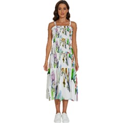 Pink-011 Sleeveless Shoulder Straps Boho Dress