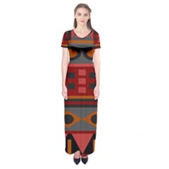 Red-011 Short Sleeve Maxi Dress