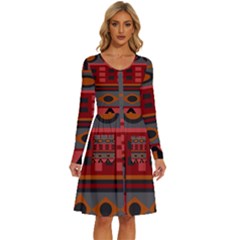 Red-011 Long Sleeve Dress With Pocket