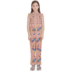 Rocket-ships Kids  Sleeveless Ruffle Edge Band Collar Chiffon One Piece