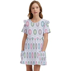 Seamless-pattern-108 Kids  Frilly Sleeves Pocket Dress