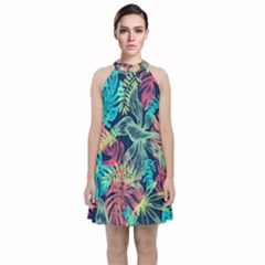 Sheets-33 Velvet Halter Neckline Dress 