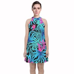Sheets-34 Velvet Halter Neckline Dress 
