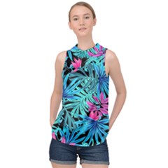 Sheets-34 High Neck Satin Top