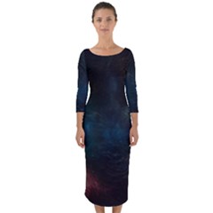 Space-02 Quarter Sleeve Midi Bodycon Dress