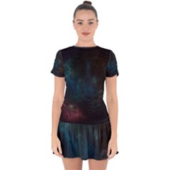 Space-02 Drop Hem Mini Chiffon Dress