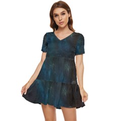 Space-02 Tiered Short Sleeve Babydoll Dress