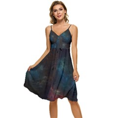 Space-02 Sleeveless Tie Front Chiffon Dress