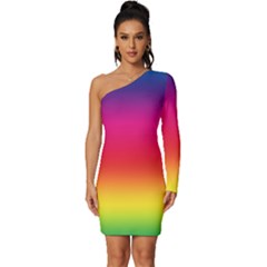 Spectrum Long Sleeve One Shoulder Mini Dress by nateshop
