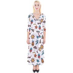 Summer Quarter Sleeve Wrap Maxi Dress