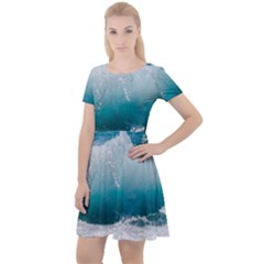 Waves Cap Sleeve Velour Dress 