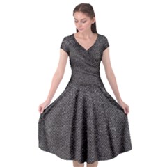 Texture-jeans Cap Sleeve Wrap Front Dress