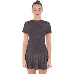 Texture-jeans Drop Hem Mini Chiffon Dress