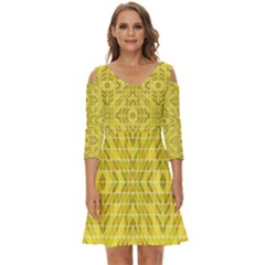 Tile Shoulder Cut Out Zip Up Dress