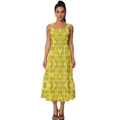 Tile Square Neckline Tiered Midi Dress