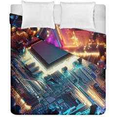 Ai Generated Motherboard City Technology Tech Cpu Duvet Cover Double Side (california King Size) by Jancukart