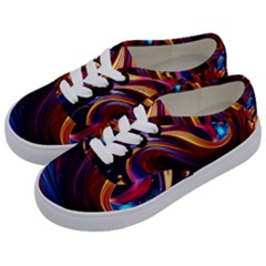 Ai Generated Waves Splash Liquid Paint Wall Kids  Classic Low Top Sneakers