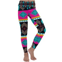Abstract Art Pattern Design Vintage Kids  Lightweight Velour Classic Yoga Leggings
