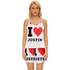 I Love Justin Satin Pajama Short Set by ilovewhateva