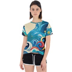 Waves Ocean Sea Abstract Whimsical (2) Open Back Sport Tee