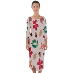 Autumn-5 Quarter Sleeve Midi Bodycon Dress