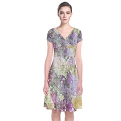 Background-105 Short Sleeve Front Wrap Dress