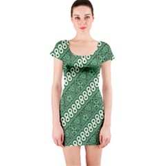 Batik-green Short Sleeve Bodycon Dress