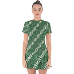 Batik-green Drop Hem Mini Chiffon Dress