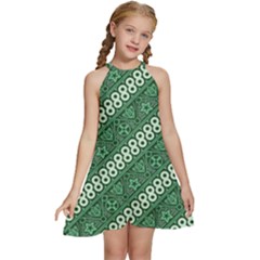 Batik-green Kids  Halter Collar Waist Tie Chiffon Dress