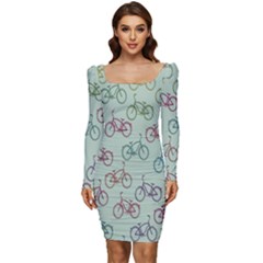 Bicycle Women Long Sleeve Ruched Stretch Jersey Dress