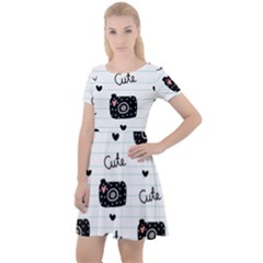 Cute-cutes Cap Sleeve Velour Dress 