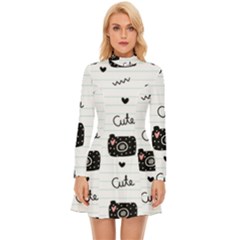 Cute-cutes Long Sleeve Velour Longline Dress