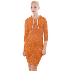 Orange-chaotic Quarter Sleeve Hood Bodycon Dress