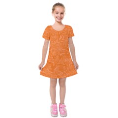 Orange-chaotic Kids  Short Sleeve Velvet Dress