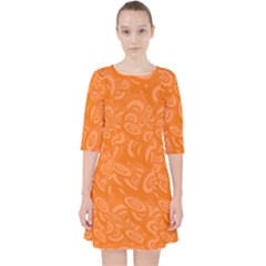 Orange-ellipse Quarter Sleeve Pocket Dress