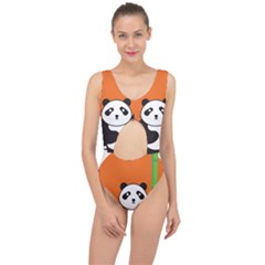 Panda Animal Orange Sun Nature Center Cut Out Swimsuit