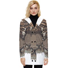 Tiger Comic Cartoon Animal Button Up Hooded Coat 
