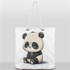 Cute Panda Bear Animal Cartoon Full Print Rope Handle Tote (large)