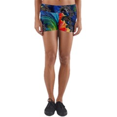 Colorful Digital Art Fractal Design Yoga Shorts