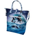 Orca Wave Water Underwater Sky Buckle Top Tote Bag View2