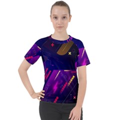 Colorful Abstract Background Creative Digital Art Colorful Geometric Artwork Women s Sport Raglan Tee