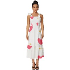 Hearts-36 Tie-strap Tiered Midi Chiffon Dress