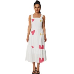 Hearts-36 Square Neckline Tiered Midi Dress