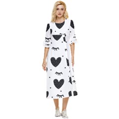 Hearts-57 Double Cuff Midi Dress