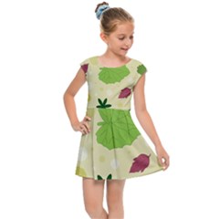 Leaves-140 Kids  Cap Sleeve Dress