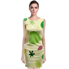 Leaves-140 Sleeveless Velvet Midi Dress