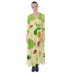 Leaves-140 Button Up Maxi Dress