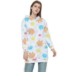 Leaves-141 Women s Long Oversized Pullover Hoodie